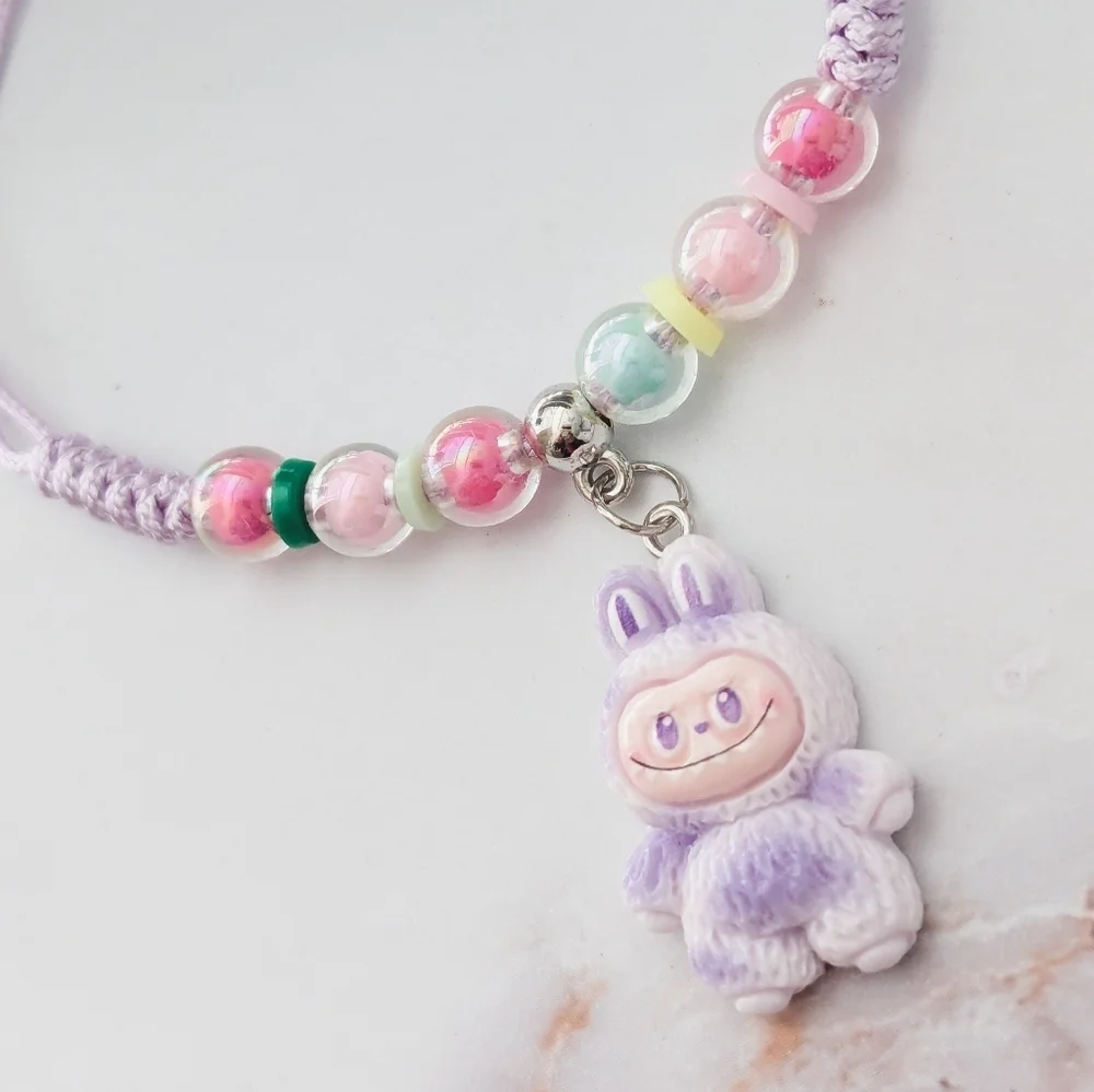 Labubu Inspired Macramé Bracelet Lavender Dream